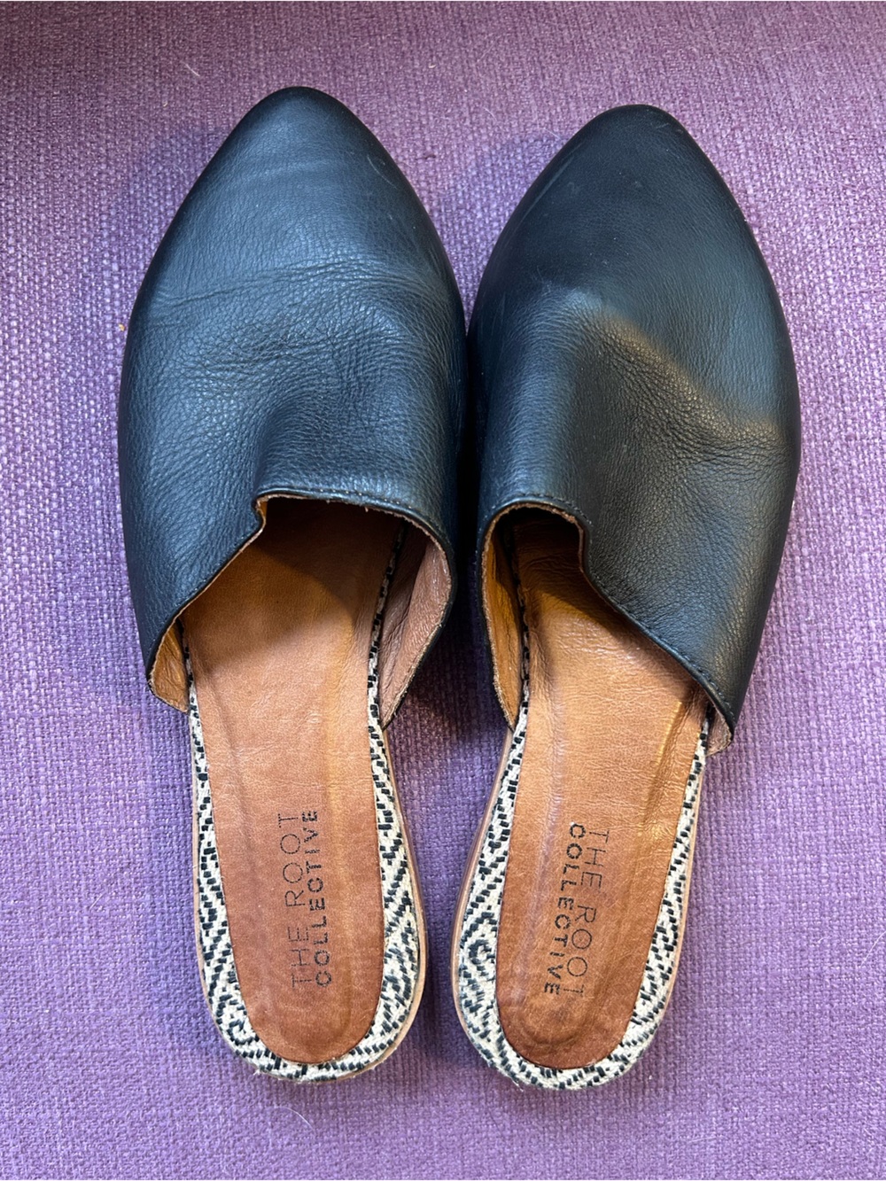 Black Leather Mule Slides - Root Collective 11